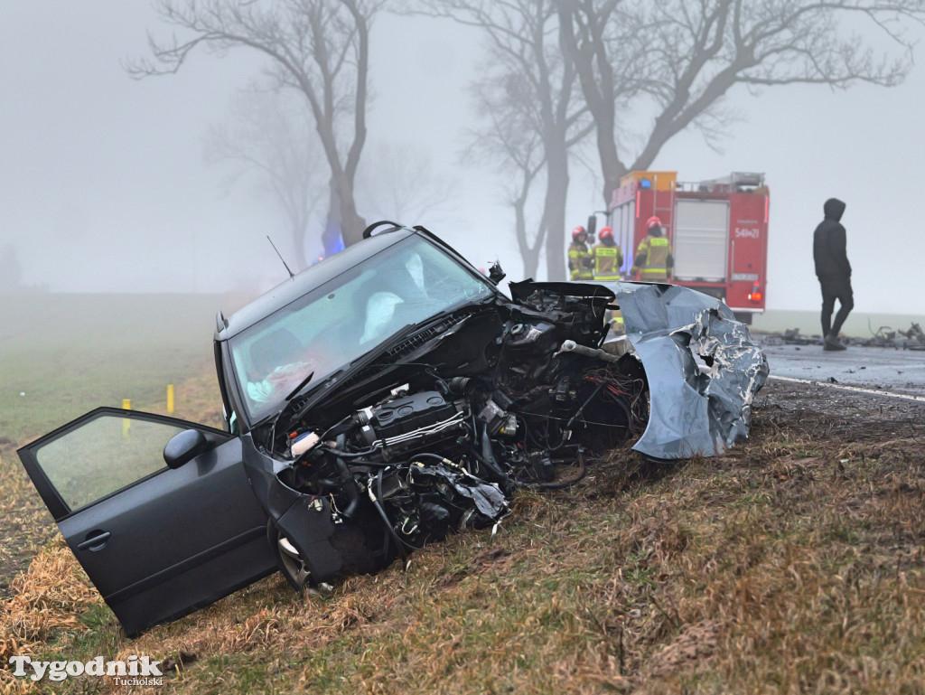 Wypadek na drodze Tuchola - Sępólno Kraj. (24 lutego)