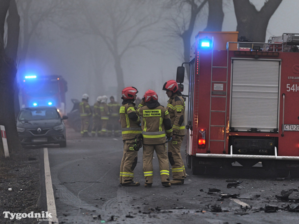 Wypadek na drodze Tuchola - Sępólno Kraj. (24 lutego)