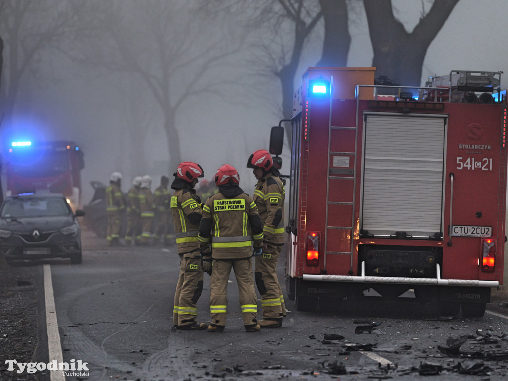 Wypadek na drodze Tuchola - Sępólno Kraj. (24 lutego)