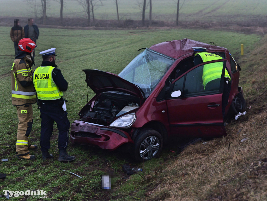 Wypadek na drodze Tuchola - Sępólno Kraj. (24 lutego)