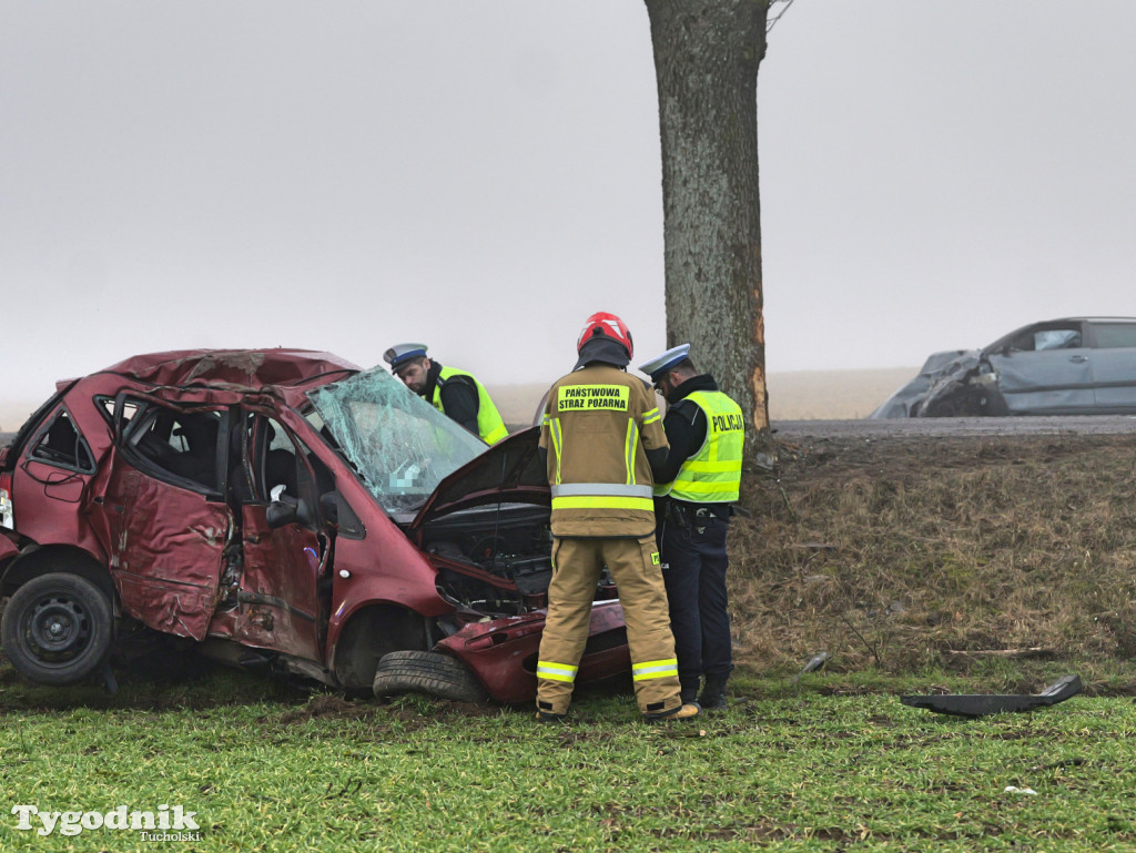 Wypadek na drodze Tuchola - Sępólno Kraj. (24 lutego)