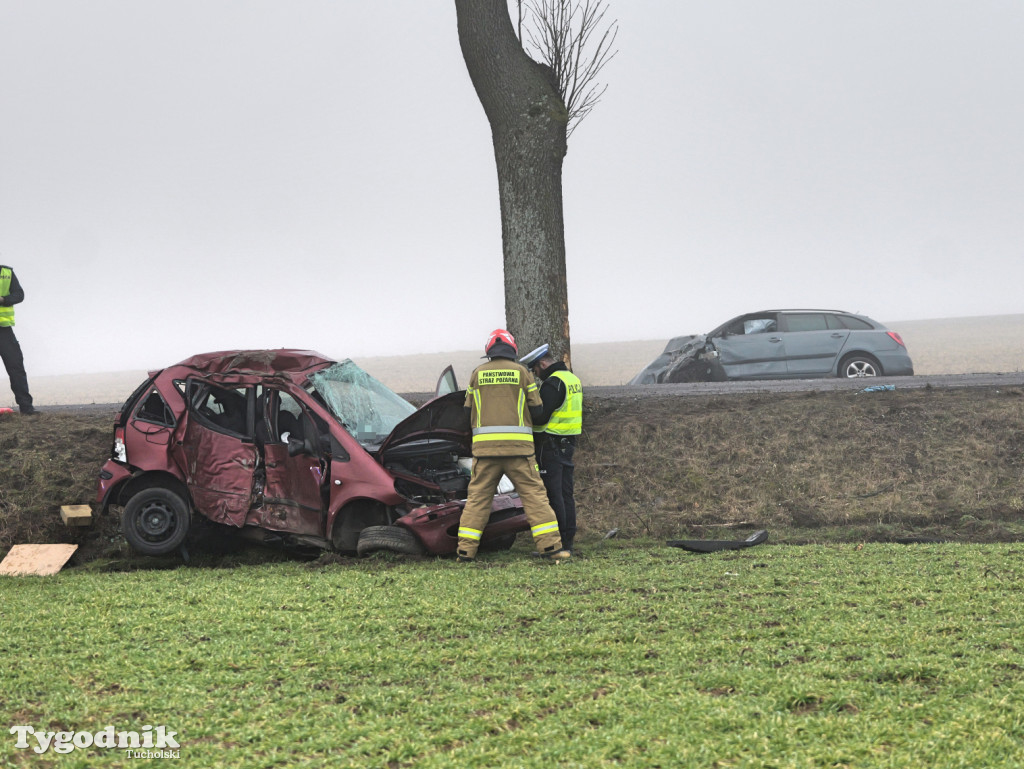 Wypadek na drodze Tuchola - Sępólno Kraj. (24 lutego)