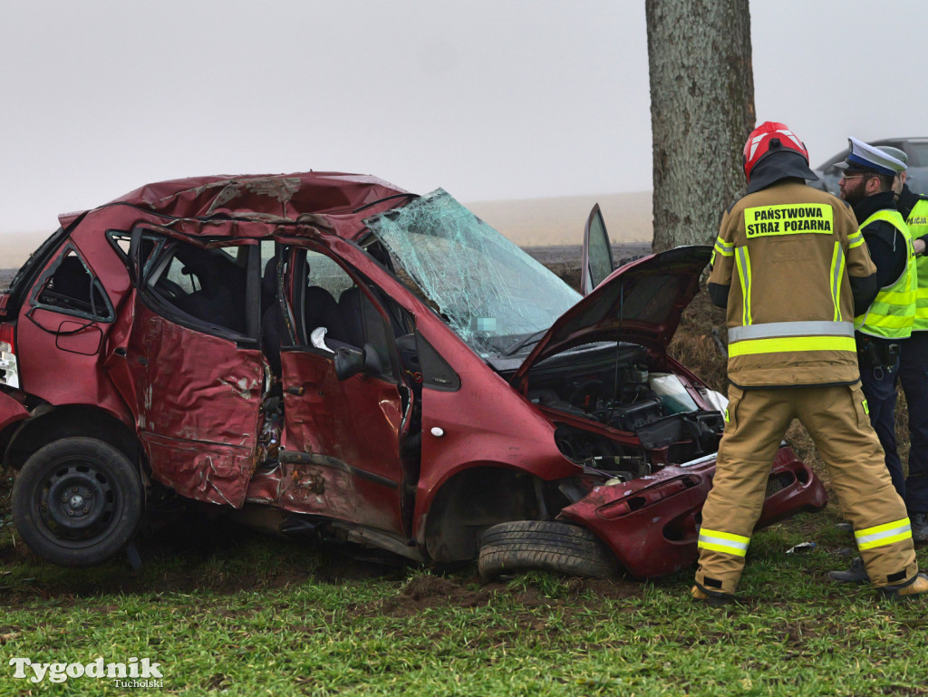 Wypadek na drodze Tuchola - Sępólno Kraj. (24 lutego)