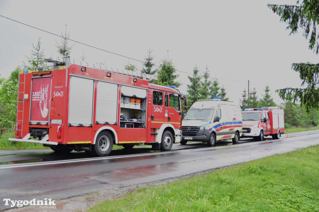 Zderzenie osobówki z ciężarówką w Łyskowie