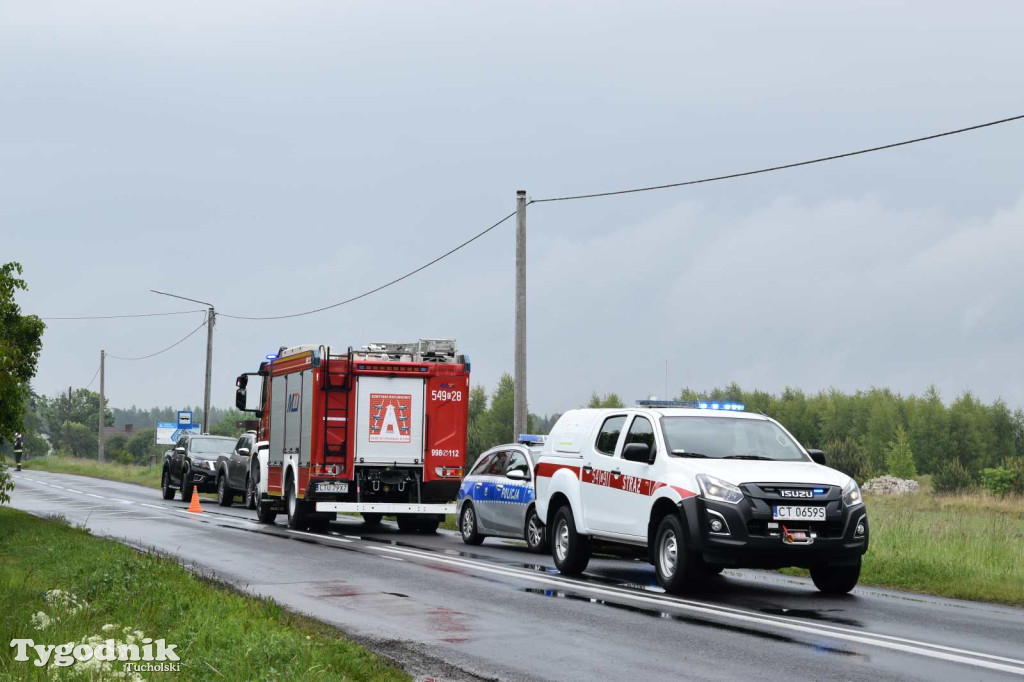 Zderzenie osobówki z ciężarówką w Łyskowie