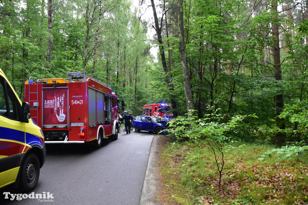 Gm. Lubiewo: Fatalnie wyglądający wypadek. Kierujący skodą octavią uderzył w drzewo!