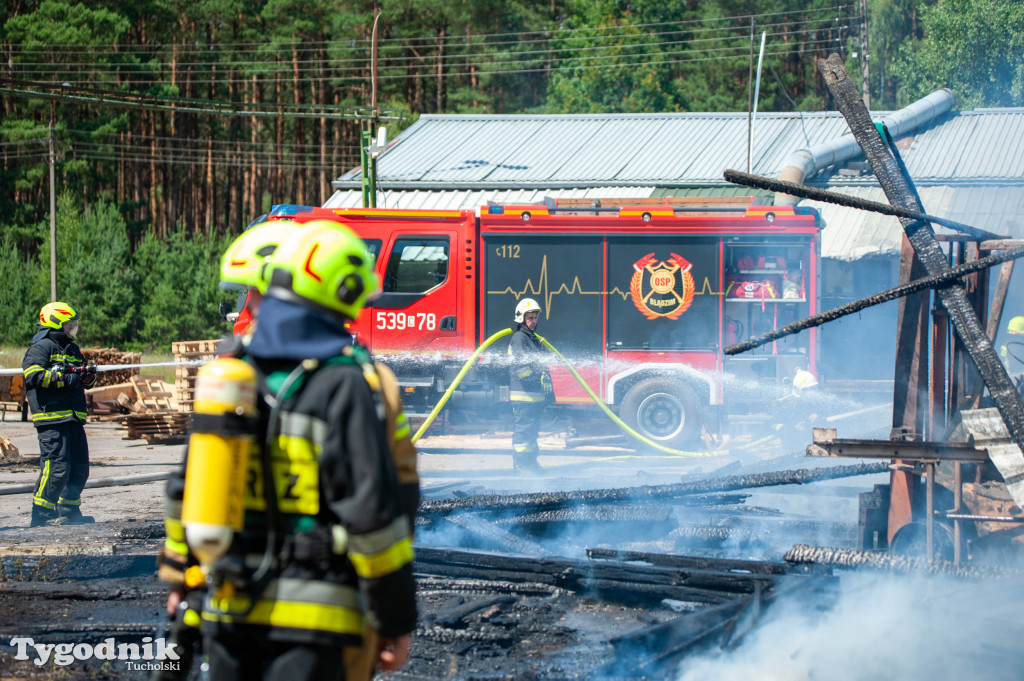 Pożar na terenie tartaku w Błądzimiu