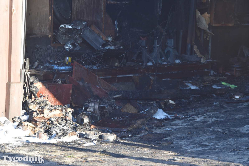 Pożar skupu złomu, stolarni, warsztatu w Tucholi – 31.10.25 r.
