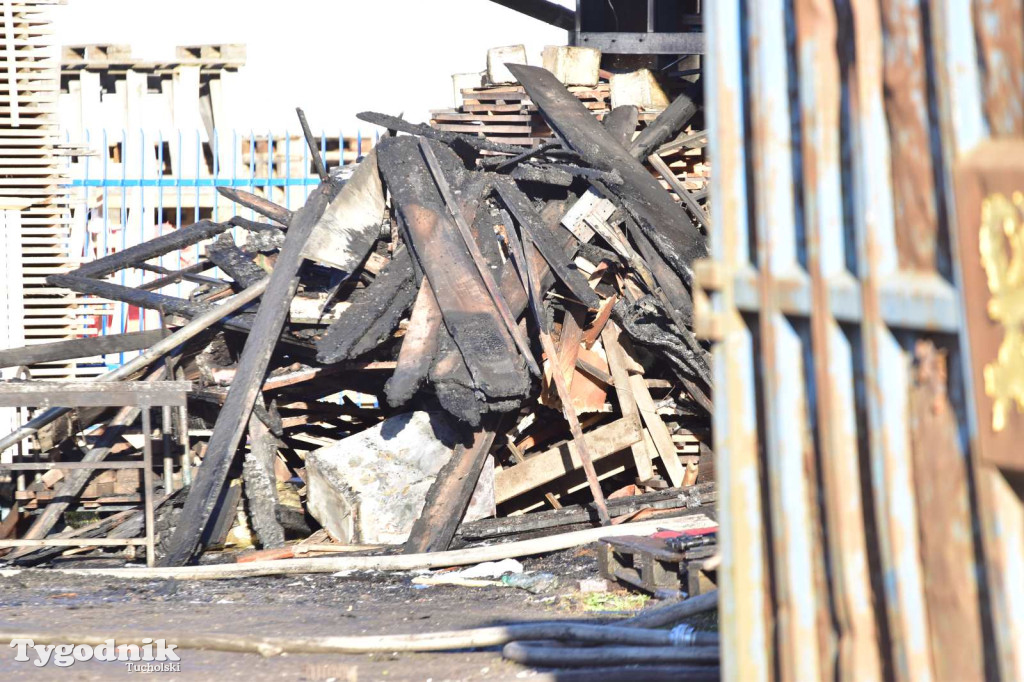 Pożar skupu złomu, stolarni, warsztatu w Tucholi – 31.10.25 r.