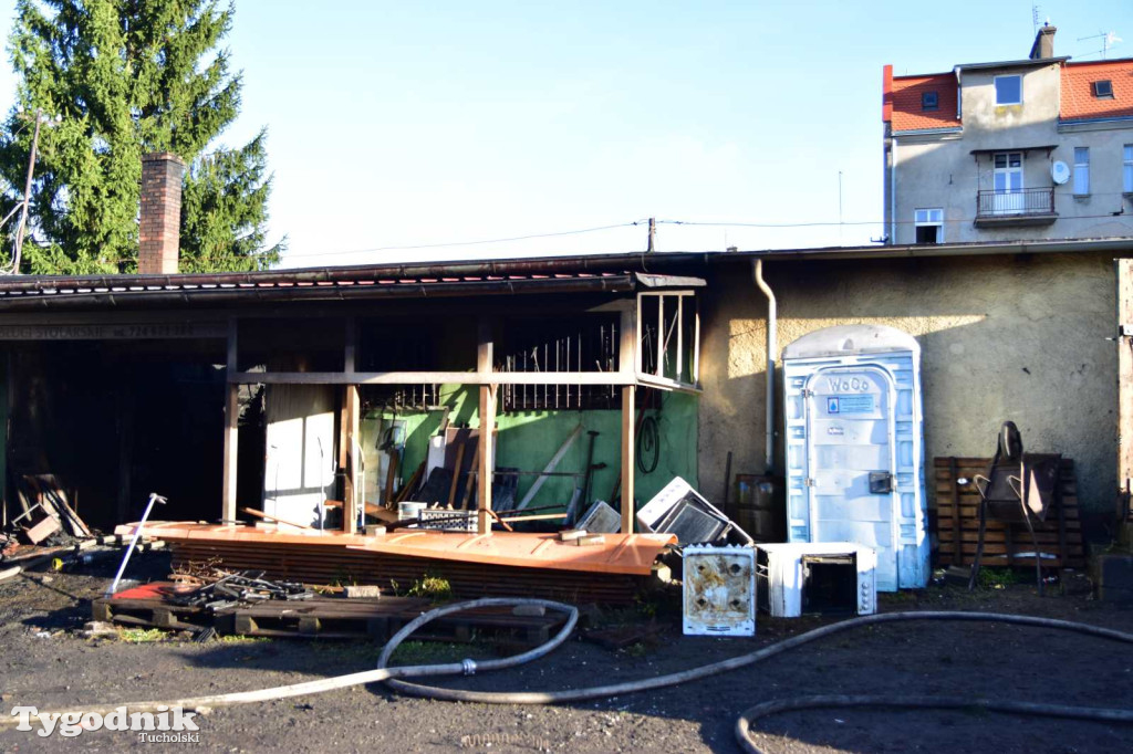 Pożar skupu złomu, stolarni, warsztatu w Tucholi – 31.10.25 r.