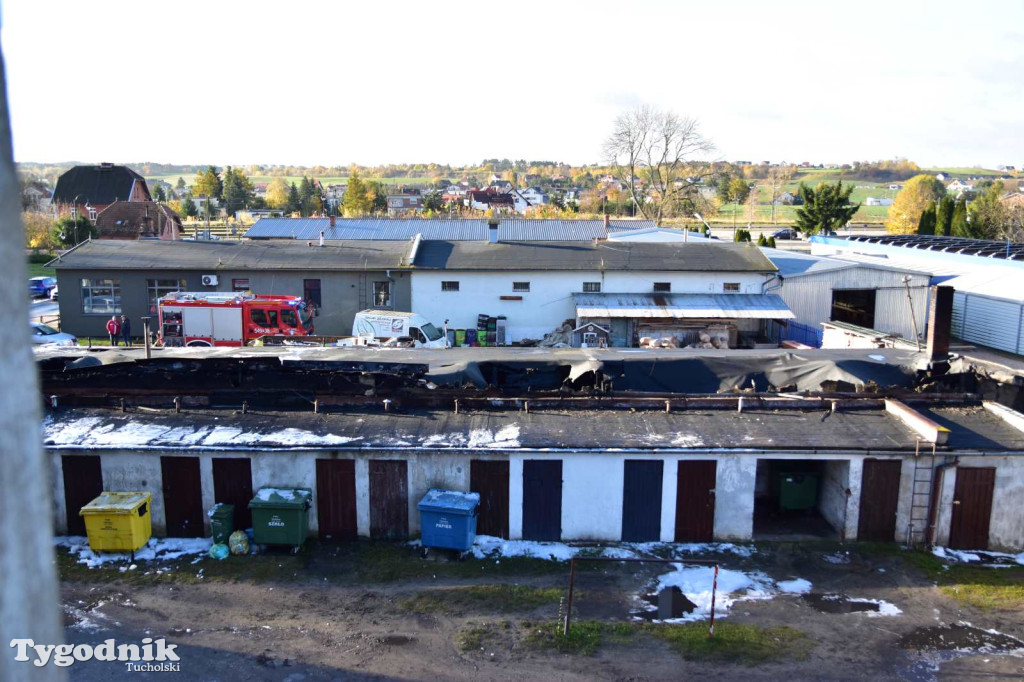 Pożar skupu złomu, stolarni, warsztatu w Tucholi – 31.10.25 r.