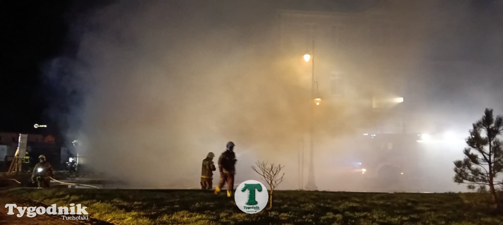 Pożar skupu złomu, stolarni, warsztatu w Tucholi – 31.10.25 r.