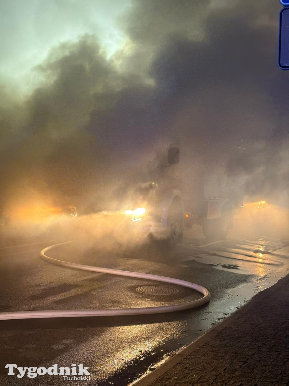 Pożar skupu złomu, stolarni, warsztatu w Tucholi – 31.10.25 r.