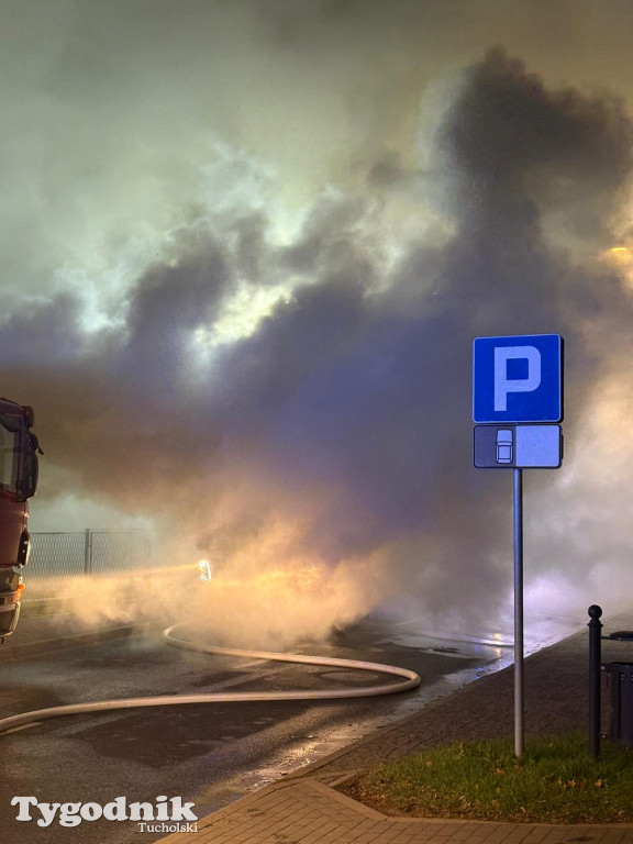 Pożar skupu złomu, stolarni, warsztatu w Tucholi – 31.10.25 r.