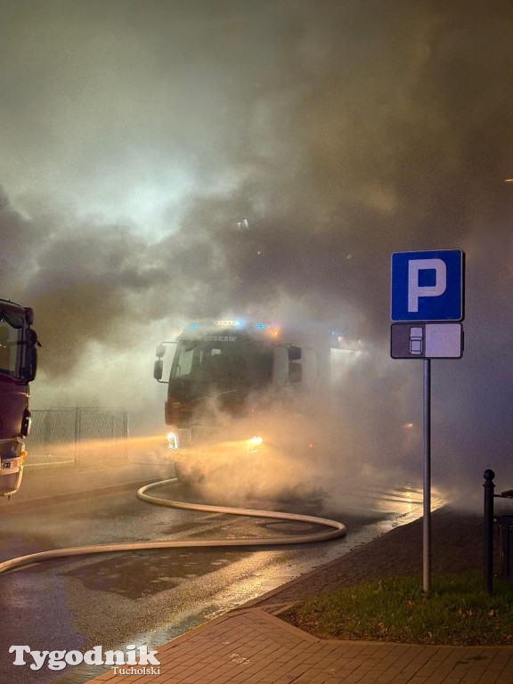 Pożar skupu złomu, stolarni, warsztatu w Tucholi – 31.10.25 r.