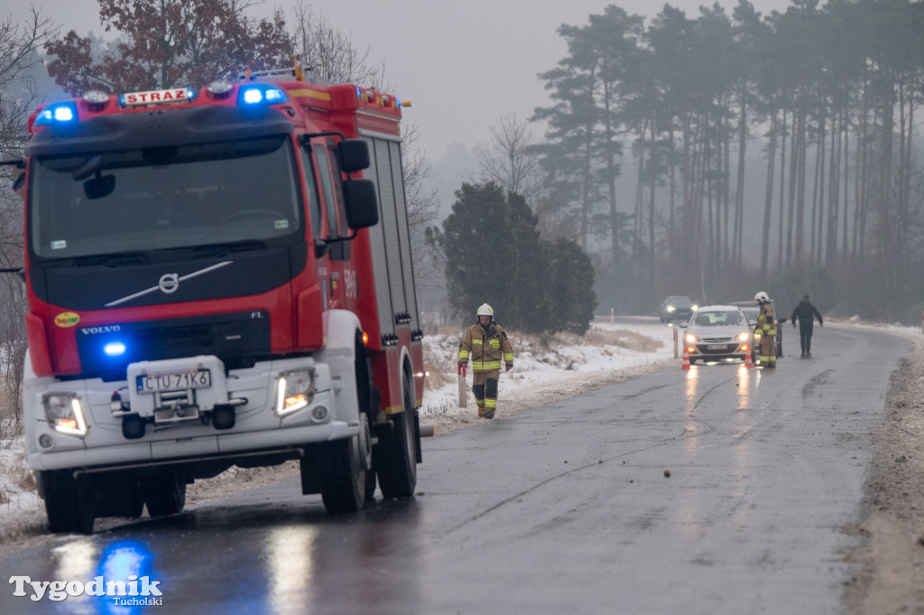 Tuchola - Czersk. Oblodzenie 14 stycznia rano