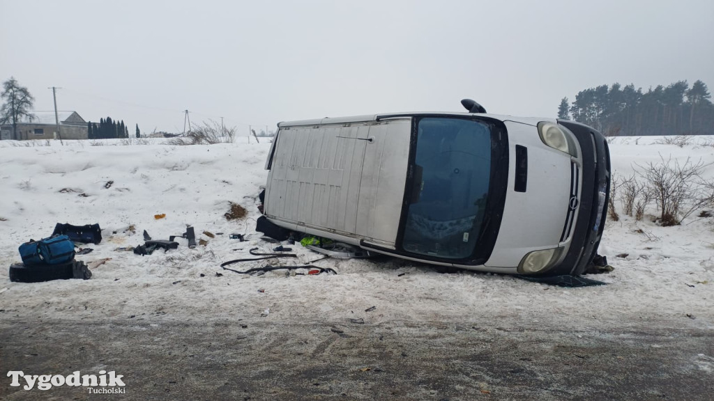 Poważny wypadek na wyjeździe ze Śliwic w kierunku Czerska