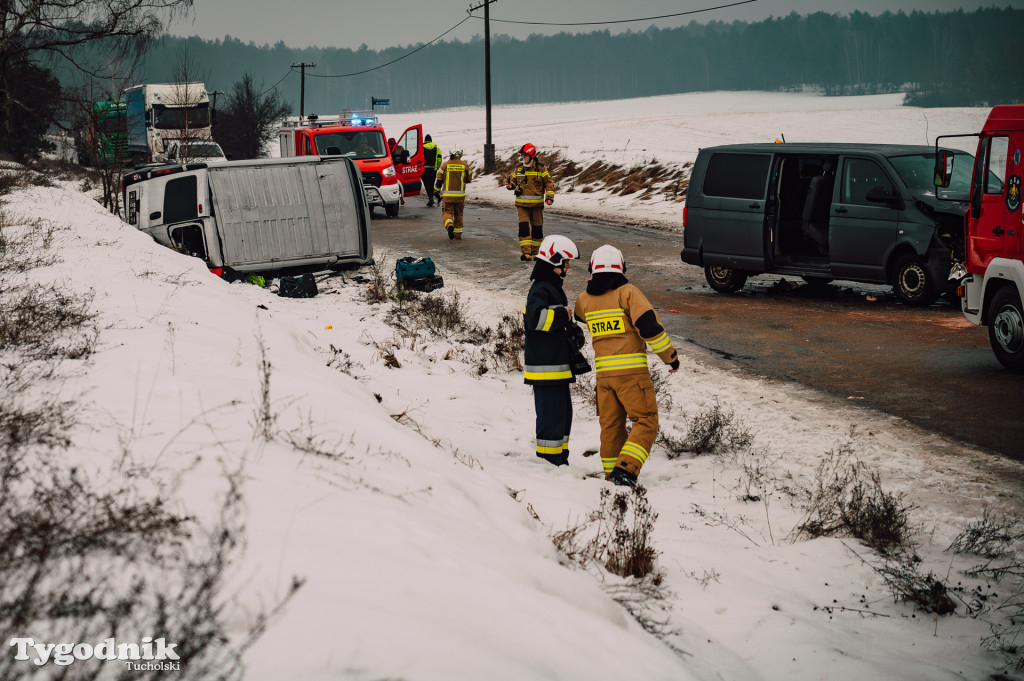 Aż 9 osób poszkodowanych po wypadku dwóch busów w Śliwicach
