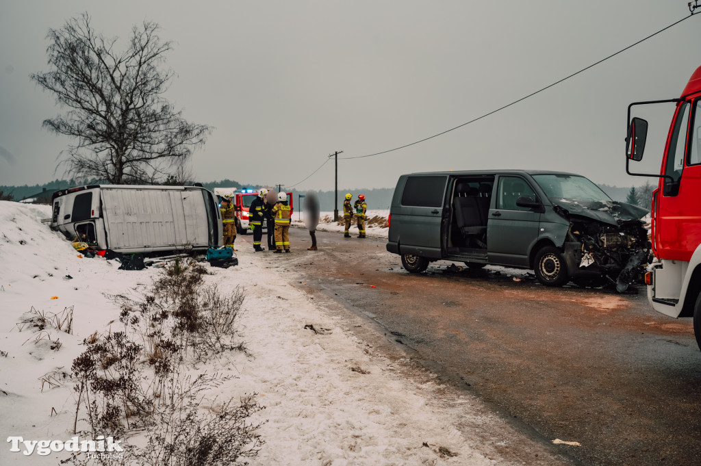 Aż 9 osób poszkodowanych po wypadku dwóch busów w Śliwicach