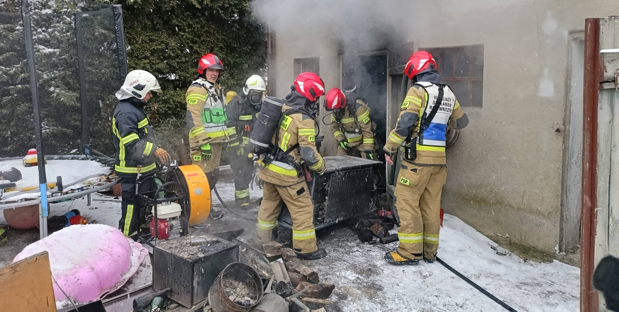 Pożar kotłowni w Bysławiu