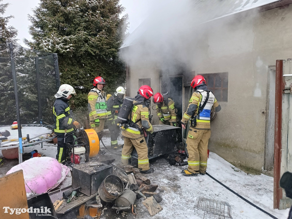 Pożar kotłowni w Bysławiu