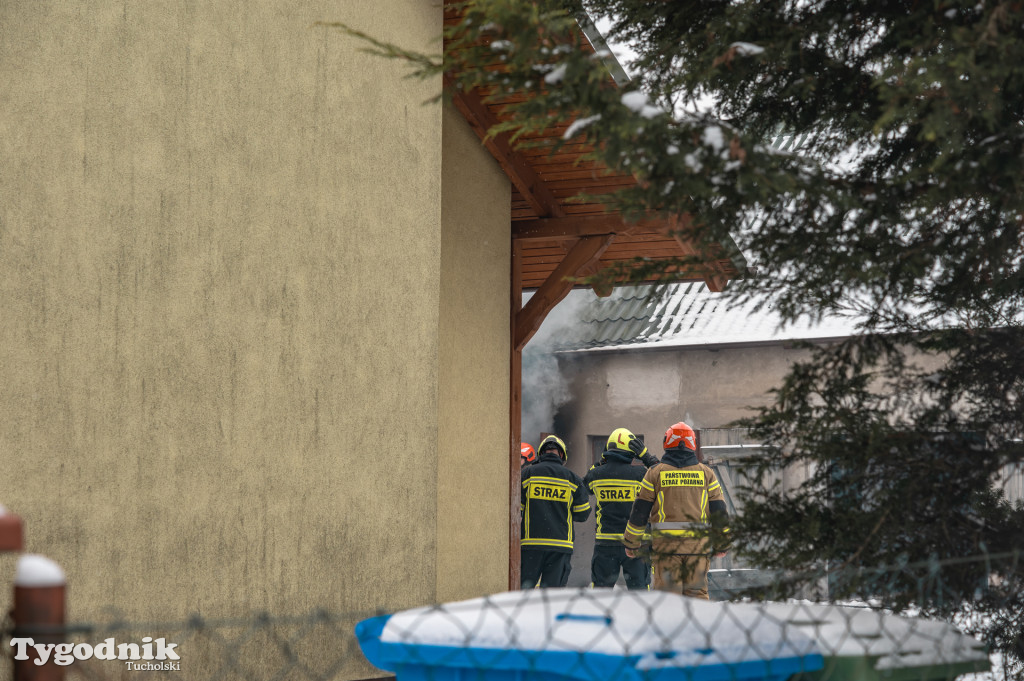 Pożar kotłowni w Bysławiu