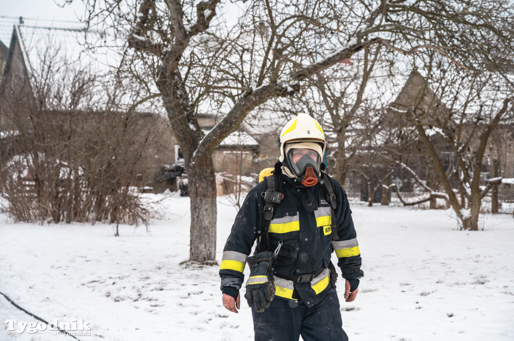 Pożar kotłowni w Bysławiu