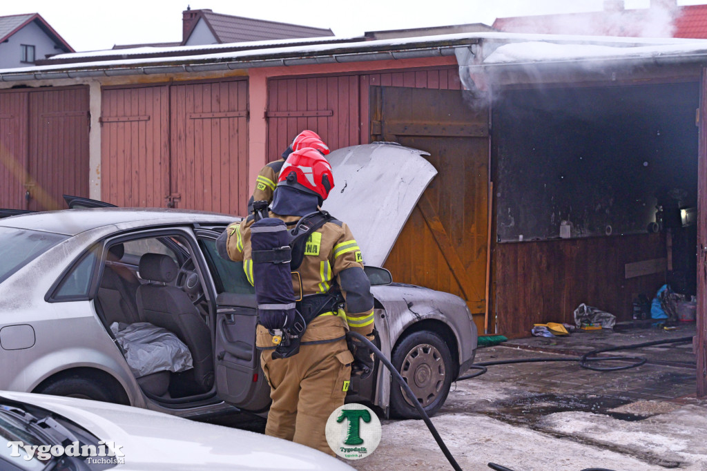 Tuchola. Pożar w garaży na os. Warszawska