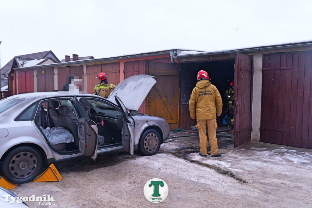 Tuchola. Pożar w garaży na os. Warszawska