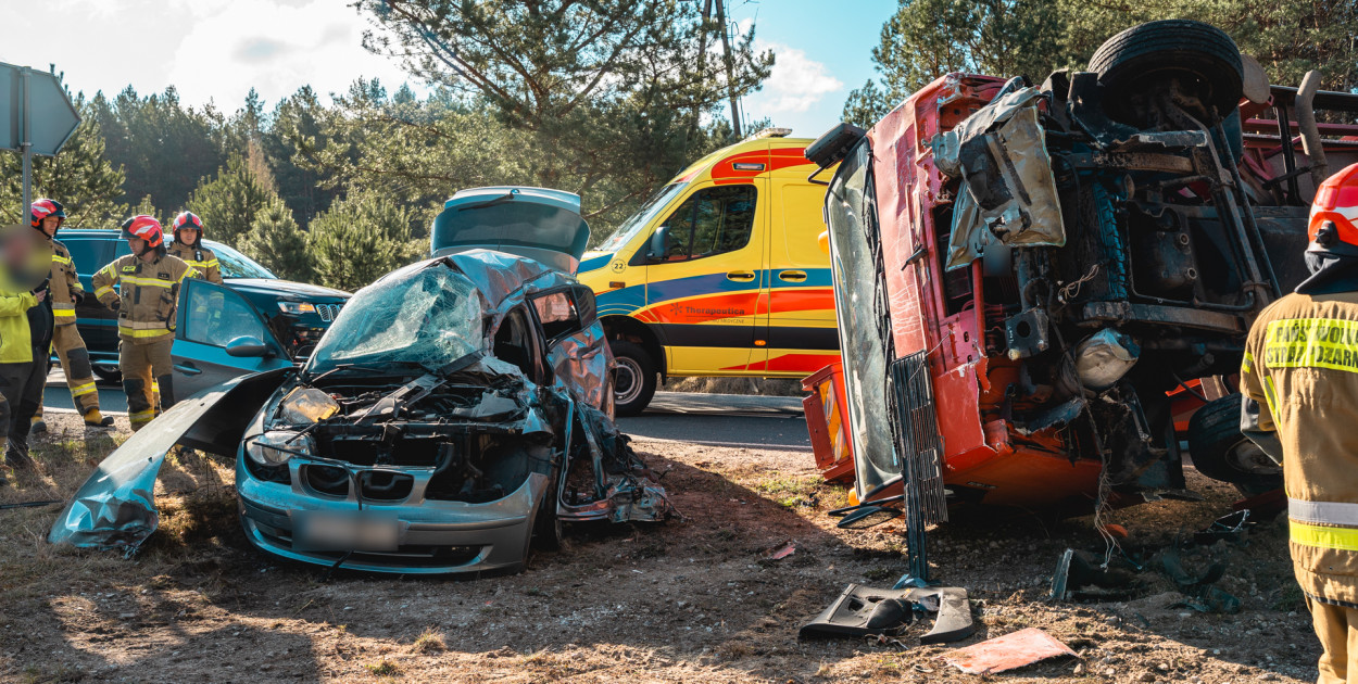 Aktualizacja! Poważny wypadek na drodze Tuchola – Tleń, czyli 