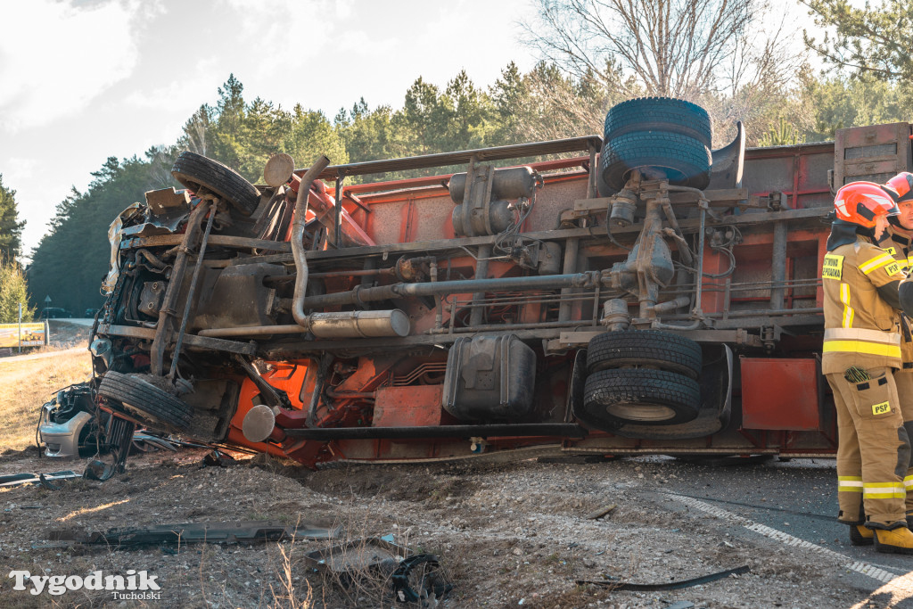 Aktualizacja! Poważny wypadek na drodze Tuchola – Tleń, czyli 