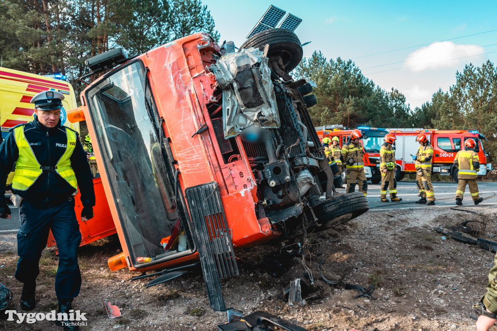 Aktualizacja! Poważny wypadek na drodze Tuchola – Tleń, czyli 