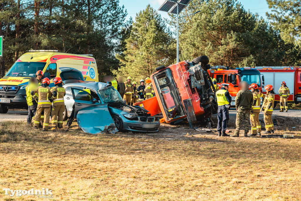 Aktualizacja! Poważny wypadek na drodze Tuchola – Tleń, czyli 