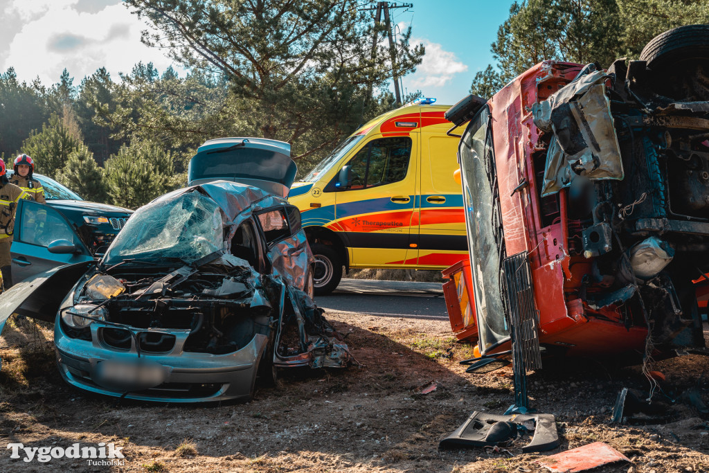 Aktualizacja! Poważny wypadek na drodze Tuchola – Tleń, czyli 