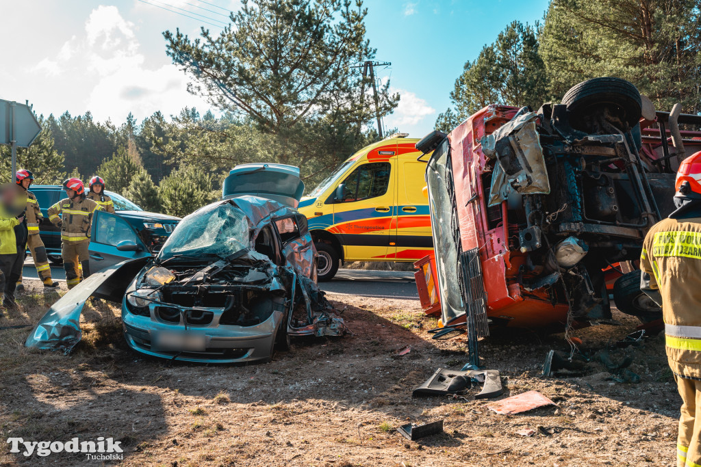 Aktualizacja! Poważny wypadek na drodze Tuchola – Tleń, czyli 