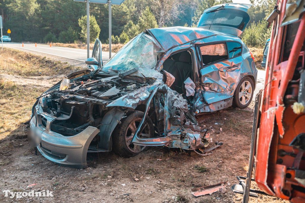 Aktualizacja! Poważny wypadek na drodze Tuchola – Tleń, czyli 