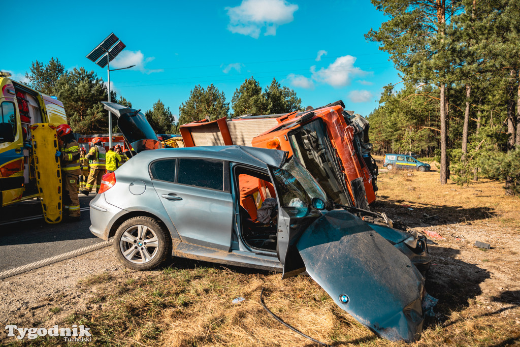 Aktualizacja! Poważny wypadek na drodze Tuchola – Tleń, czyli 