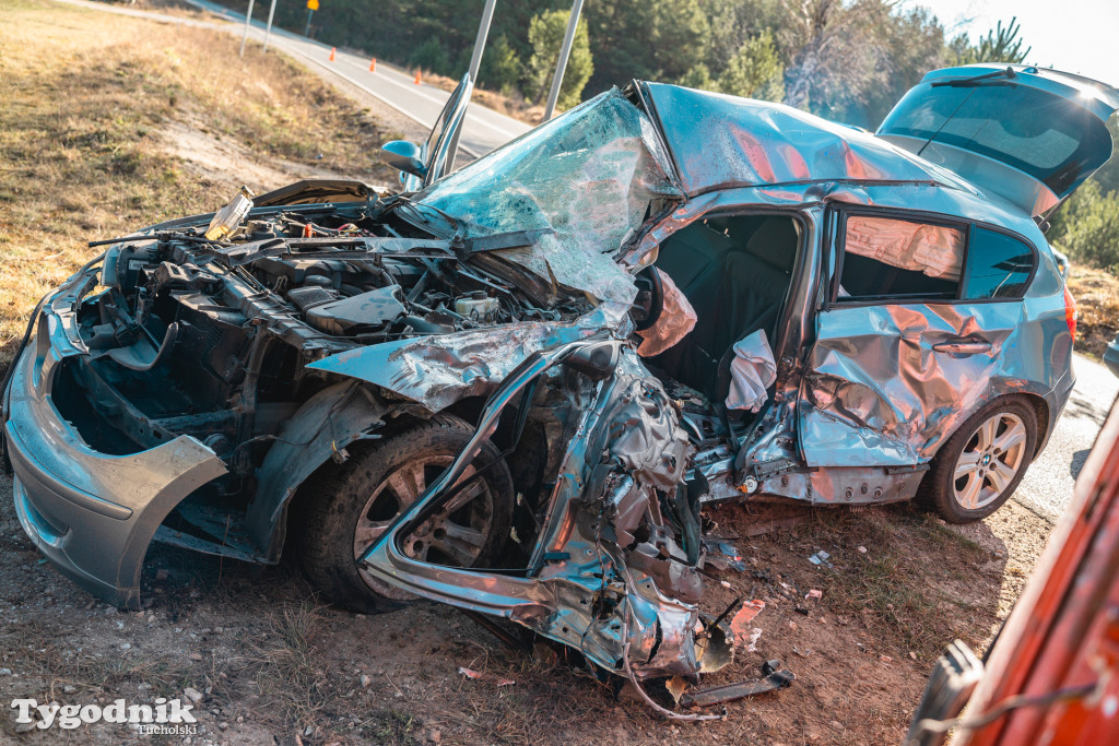 Aktualizacja! Poważny wypadek na drodze Tuchola – Tleń, czyli 