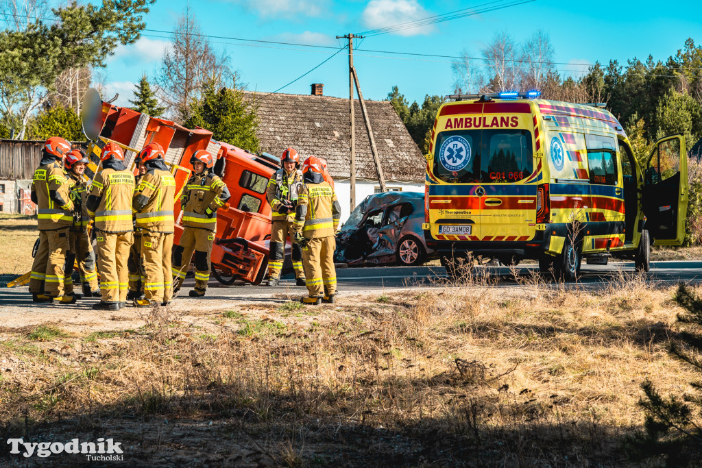 Aktualizacja! Poważny wypadek na drodze Tuchola – Tleń, czyli 