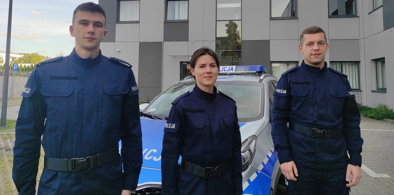 Od lewej: Patryk Baran, Marta Porożyńska i Kamil Kozielecki. Fot. KPP w Tucholi