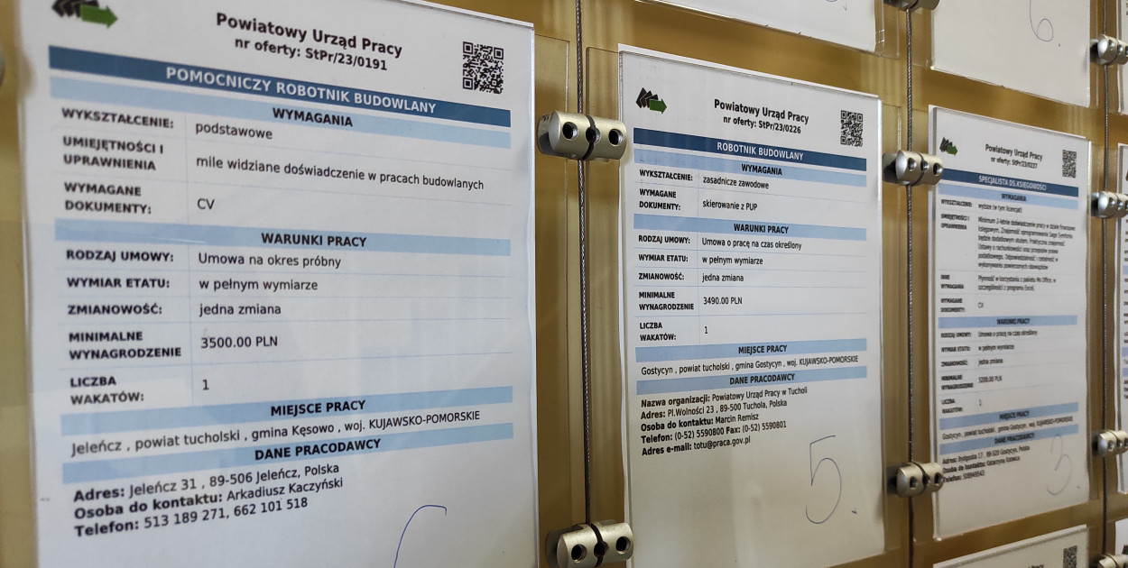 W Powiatowym Urzędzie Pracy w Tucholi są aktualnie 33 ogłoszenia.