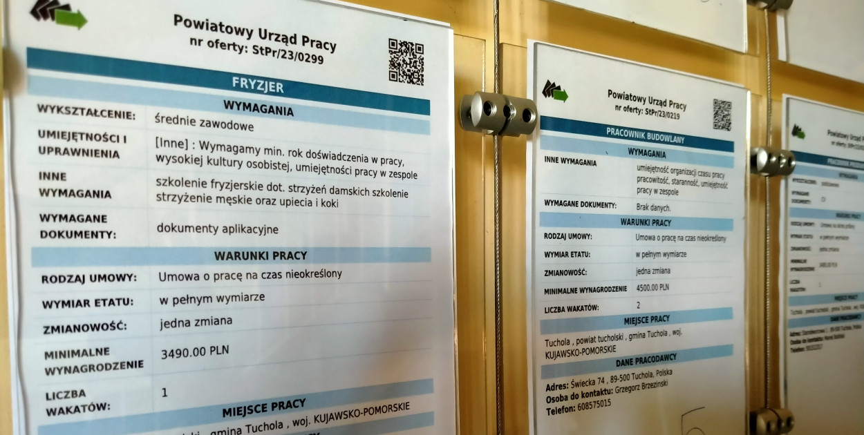 W Powiatowym Urzędzie Pracy w Tucholi jest aktualnie 17 ogłoszeń o pracę i 4 staże.