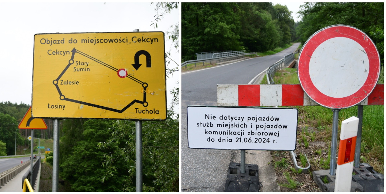 Droga Tuchola - Cekcyn z powodu remontu została zamknięta 3 czerwca. Fot. Piotr Paterski