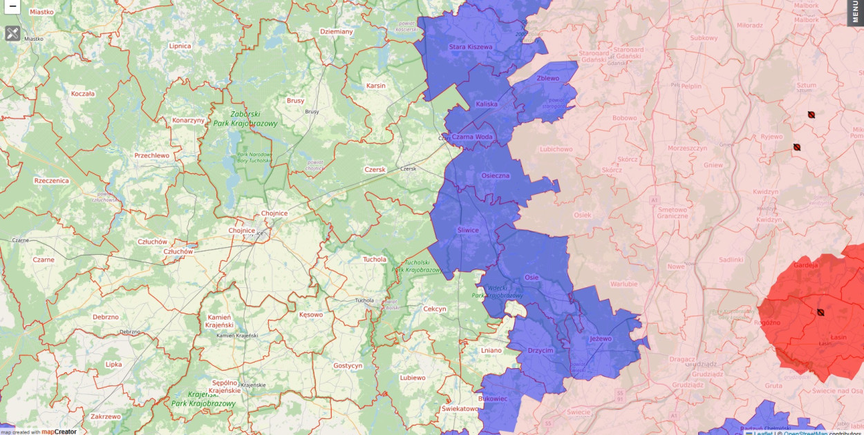 Mapa stref dot. ASF