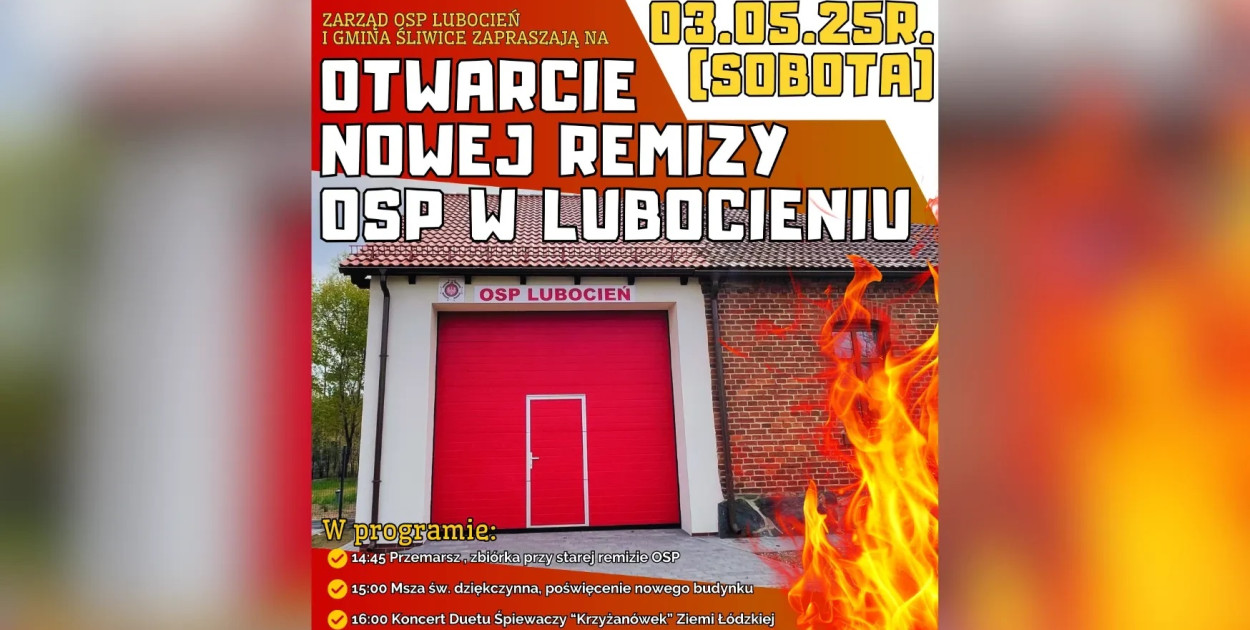 3 maja! Huczne otwarcie remizy OSP Lubocień (gmina Śliwice) / ZAPOWIEDŹ