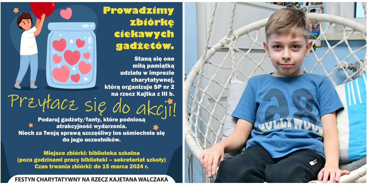Trwa zbiórka gadżetów na festyn charytatywny dla Kajetana Walczaka z Tucholi.
