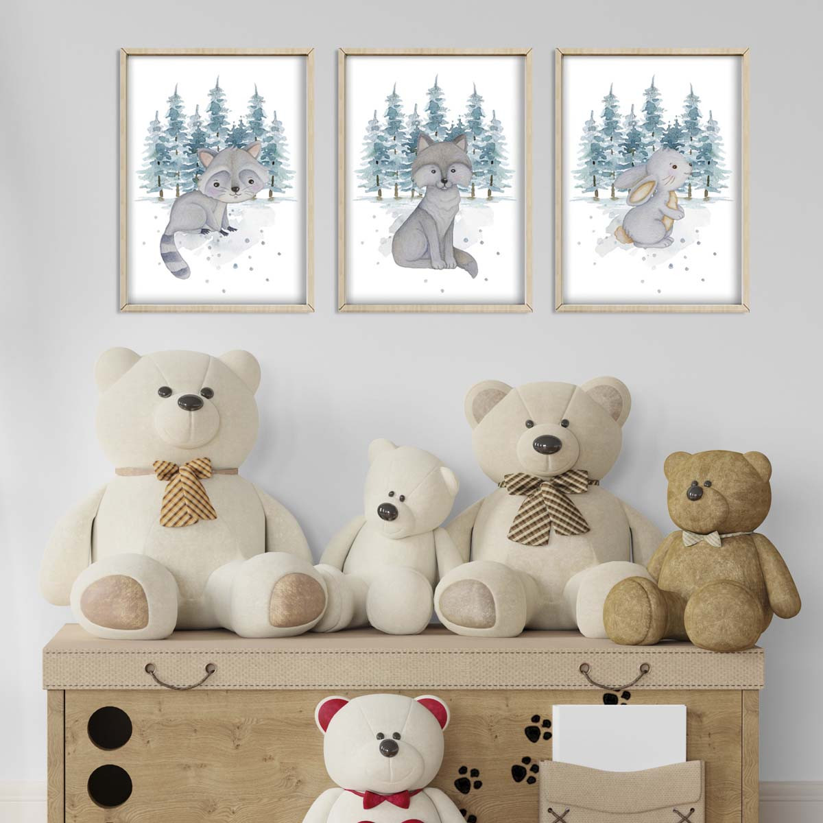 Leśne zwierzątka - zestaw obrazków do pokoju dziecka.