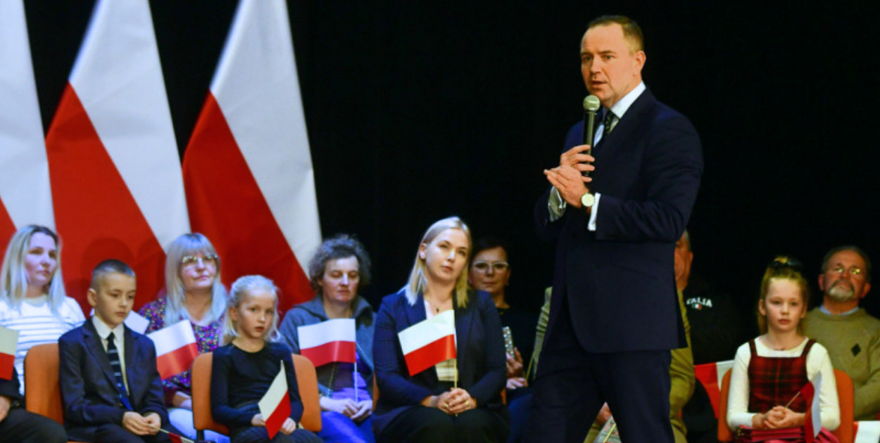 Karol Nawrocki podczas spotkania w Tucholi. Fot. Piotr Paterski