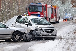 Wypadek na trasie Tuchola - Cekcyn, wtorek 18 lutego-3962