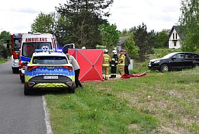Nie udało się uratować życia mężczyzny, który upadł przy drodze w Trzebcinach -21589